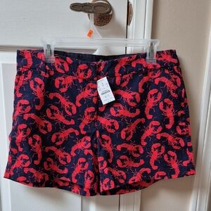J. Crew 5 Inch Size 12 Lobster Print Women's Shorts, New With Tags